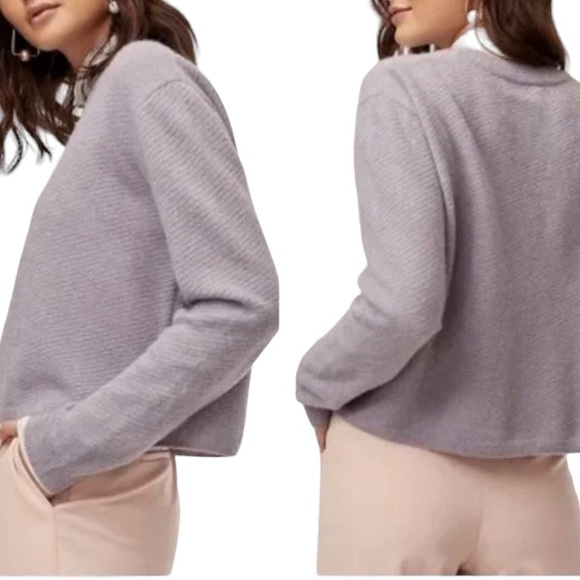 Aritzia Wilfred Aubri Alpaca Cropped Knit Sweater Lilac Fog Purple Size Large - Picture 1 of 9